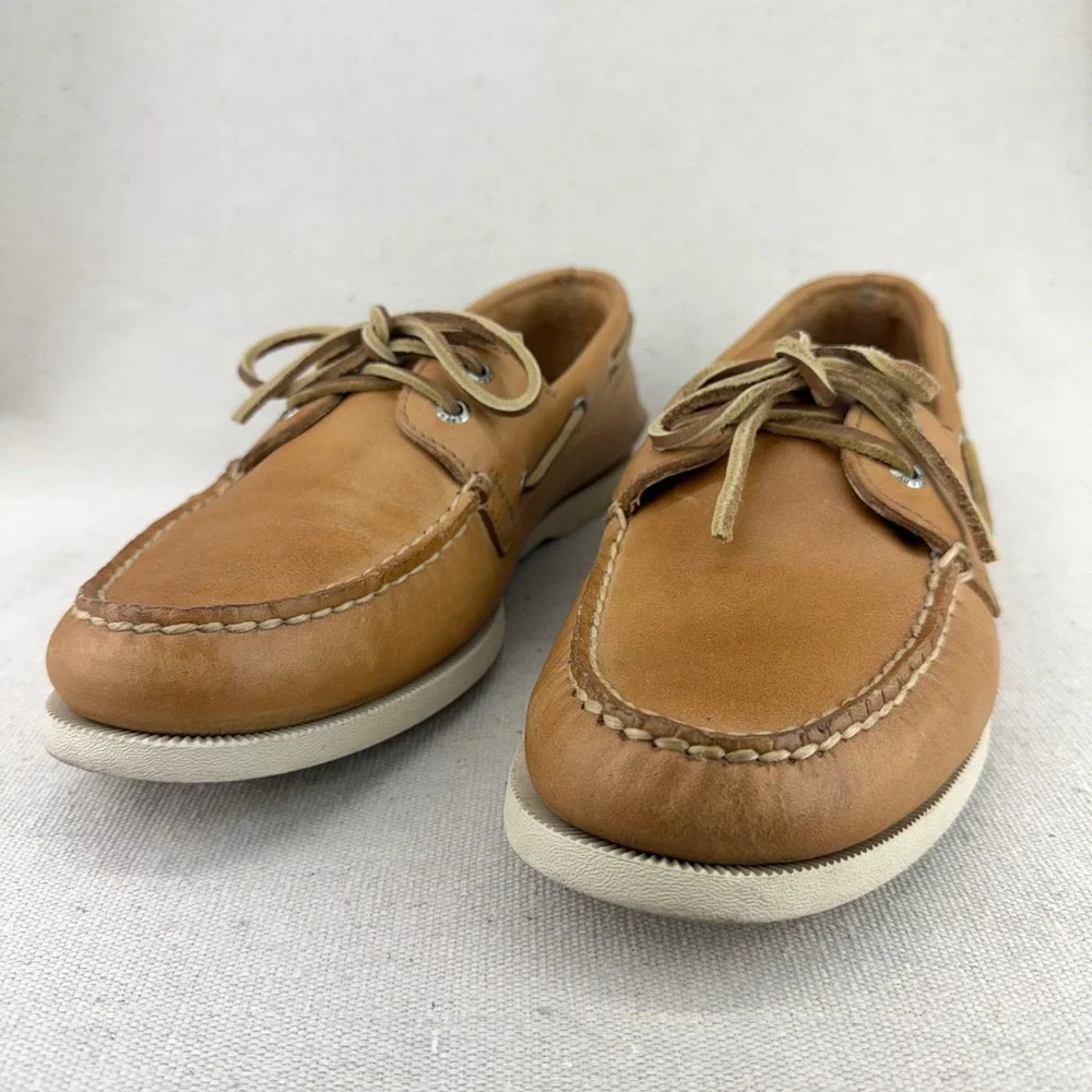 Sperry Top-Sider Mens Authentic Original 2-Eye Boat Shoes Tan Leather 10.5 M